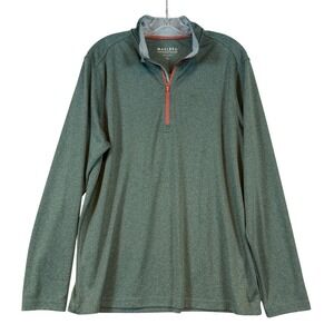 Maelreg Mens Performance Pullover Quarter Zip Heather Green Active •L• Gorpcore